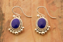Artie Yellowhorse Genuine Blue Lapis Sterling Silver Earrings